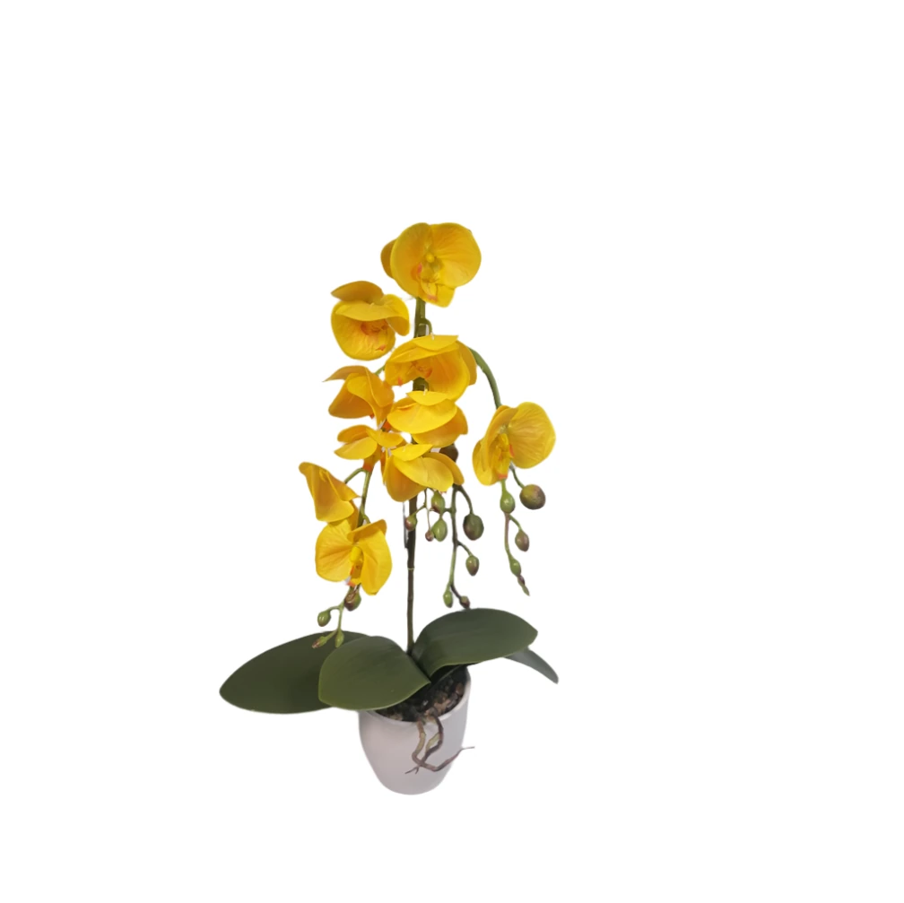 Artificial Orchid in pot 56cm Yellow