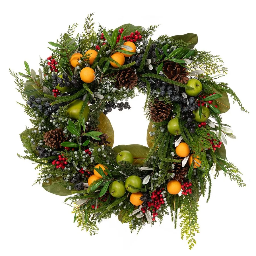Green wreath with fruit 76x76x20cm